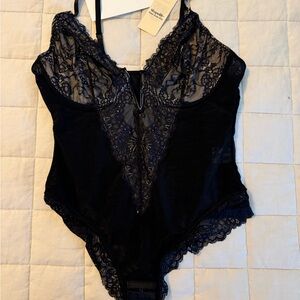 Black Lace V-Neck Bodysuit
